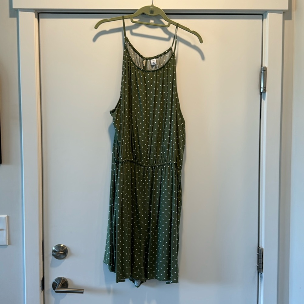 Green polka dot romper, XXL